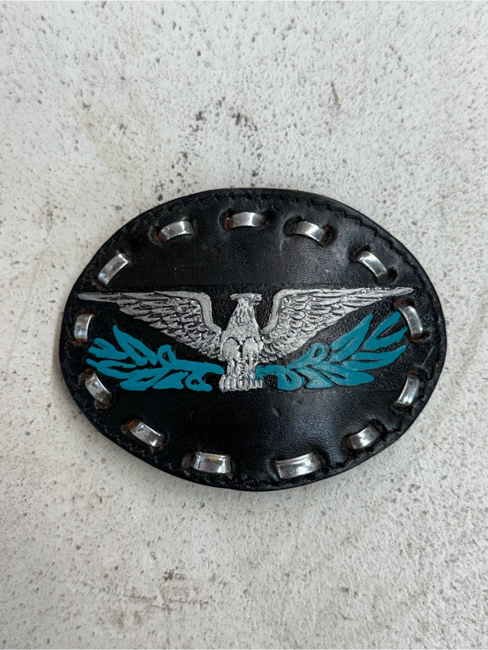 Vintage Flying Phoenix Soaring Eagle Hand Tooled Custom Leather Bird Belt Buckle